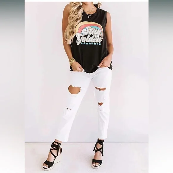 🎯Stay Golden Sleeveless Tank Top - Picture 5 of 15